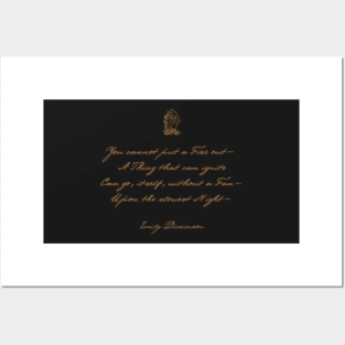 Emily Dickinson Poem - You cannot put a Fire out - Gold On Black Posters and Art